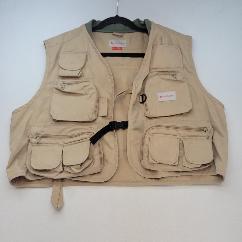 Redington Fishing‎ Vest Mens L/XL Khaki Utility Multi-Pocket Fly Fishing Dijon